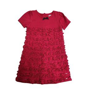 Hartstrings Baby Girls Red Ruffle Dress W/ Bow Accent 24M 100% Cotton Short 2452